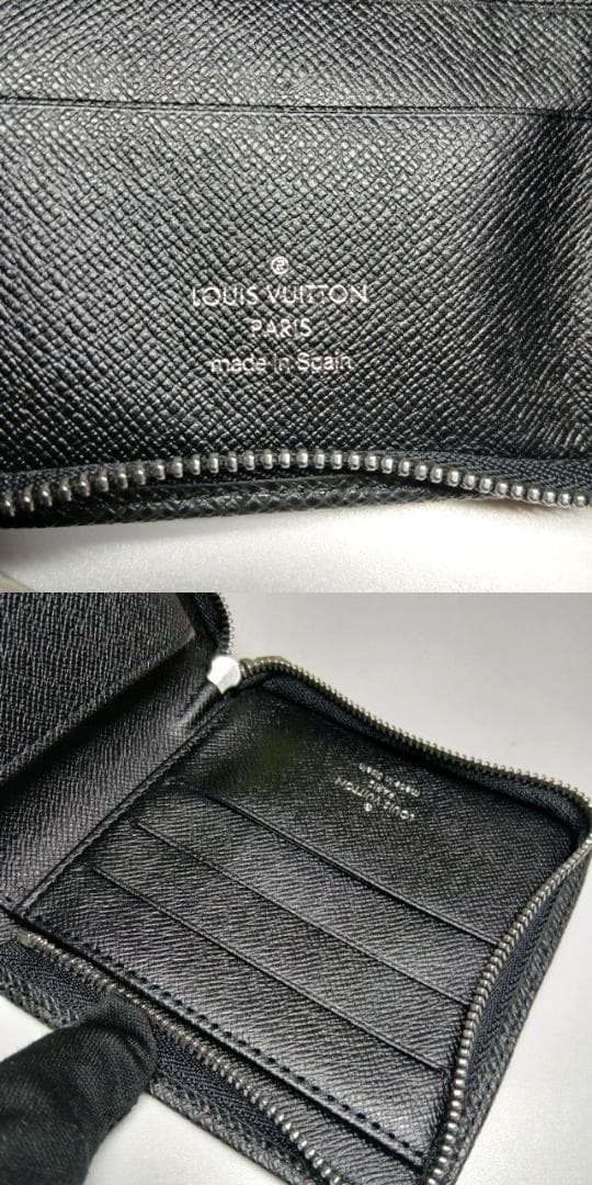 未使用に近い ルイヴィトン ラウンドファスナー財布 二つ折り タイガ 黒系