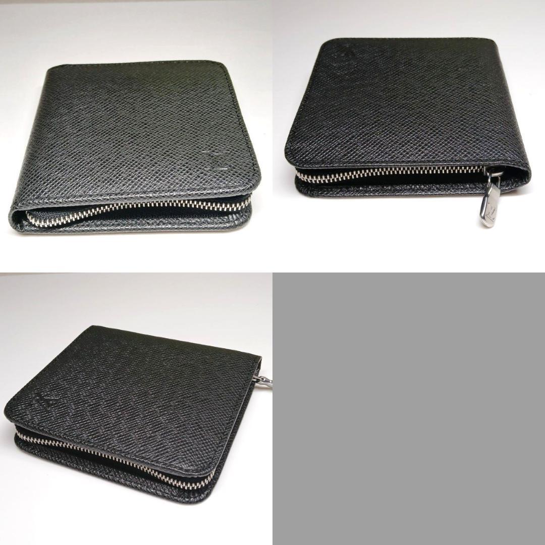 未使用に近い ルイヴィトン ラウンドファスナー財布 二つ折り タイガ 黒系