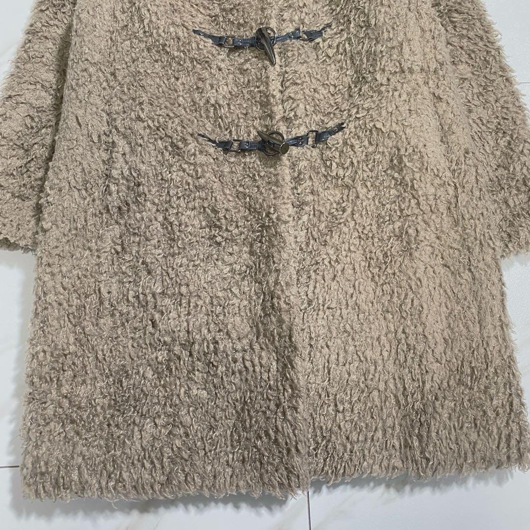 希少♡アドーア ノーカラー シャギーロングコート トグル 厚手 グレージュ