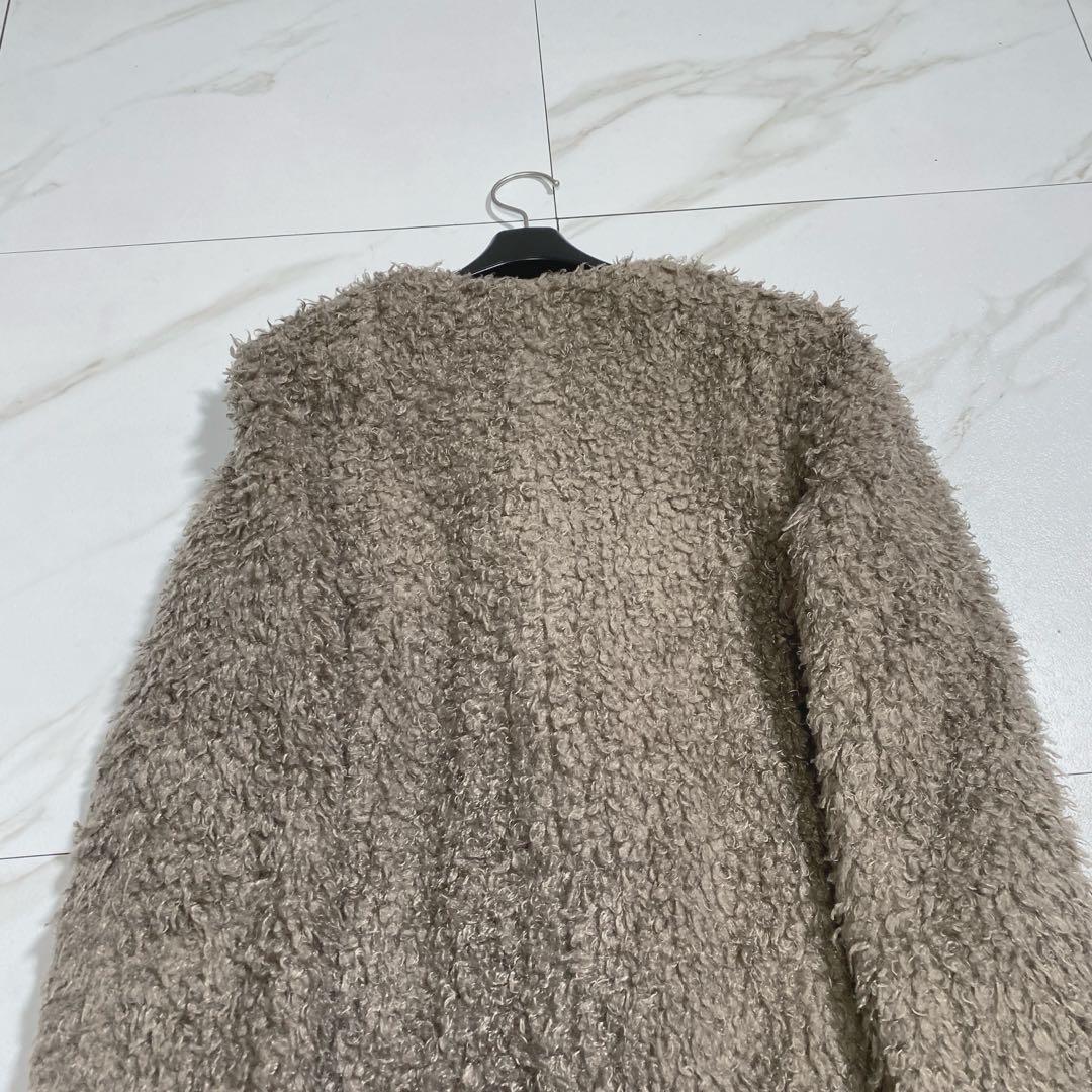 希少♡アドーア ノーカラー シャギーロングコート トグル 厚手 グレージュ