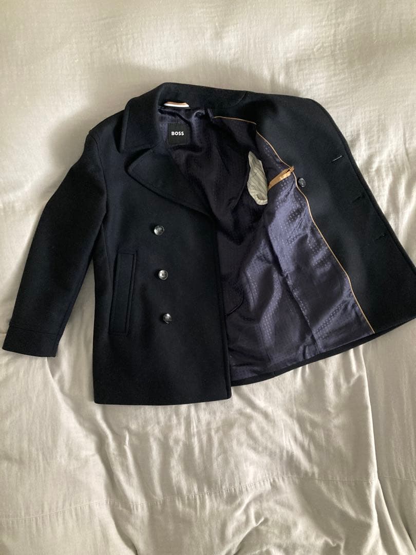 BOSS ネイビー ピーコート ウールコートM サイズ