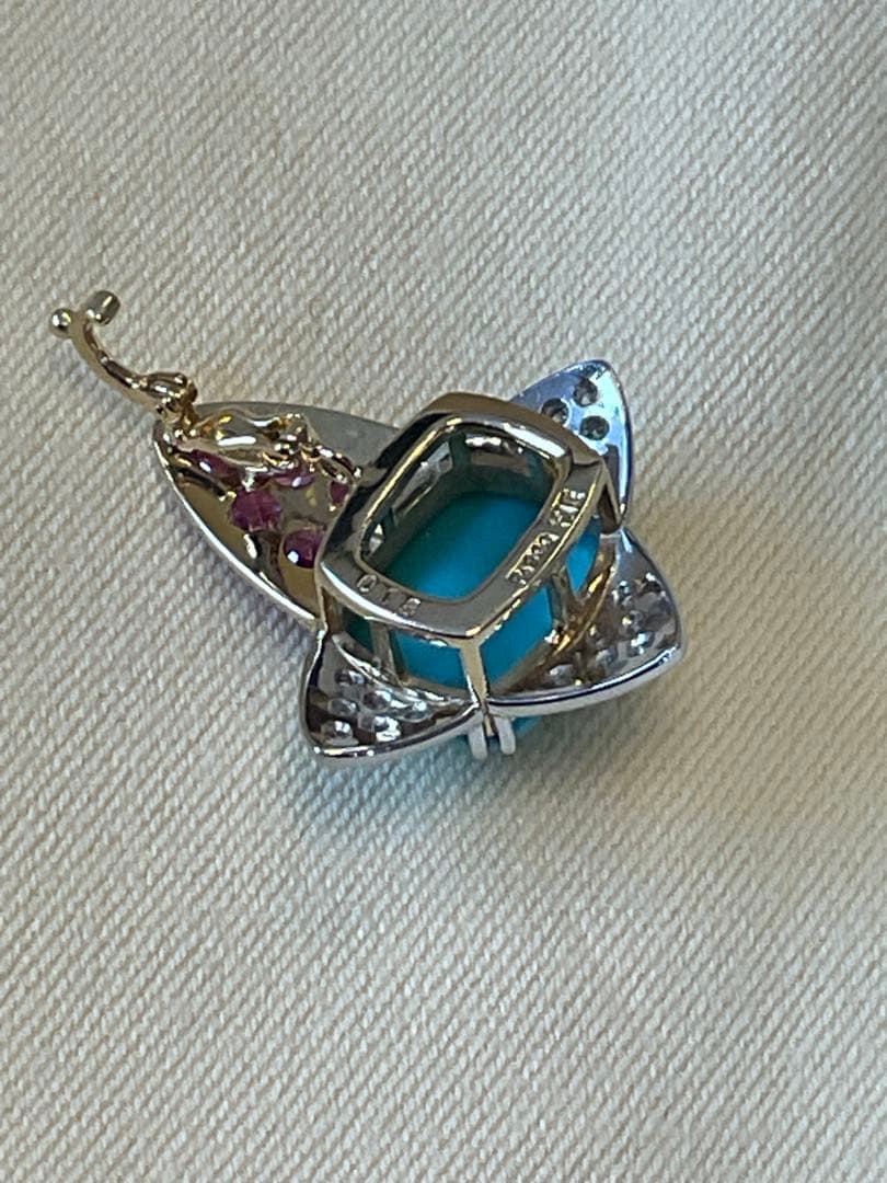 トルコ石デザインペンダントヘッド　pt900 k18