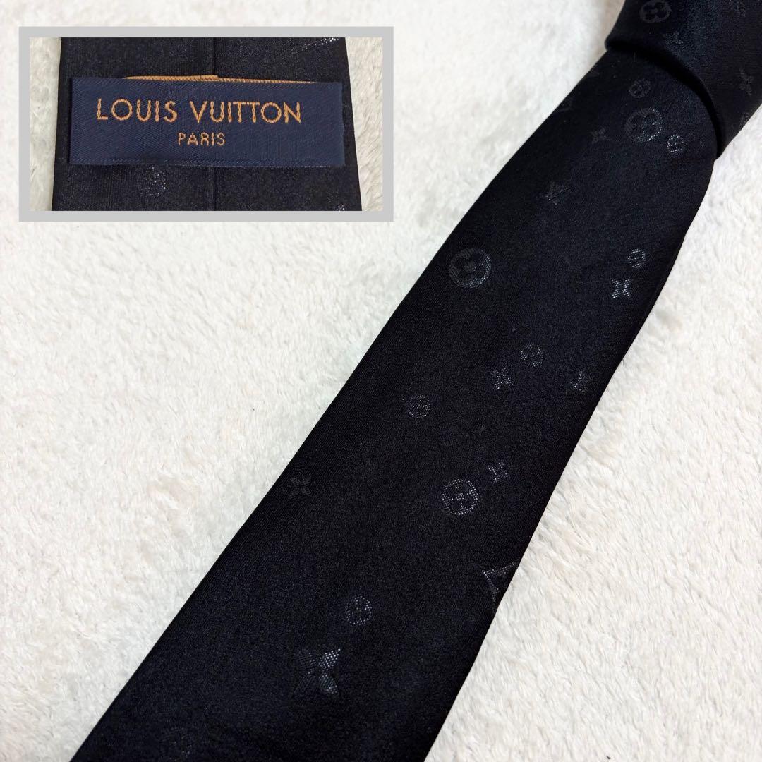【現行美品】ルイヴィトン LVスターリーナイト ネクタイ　モノグラム　ブラック