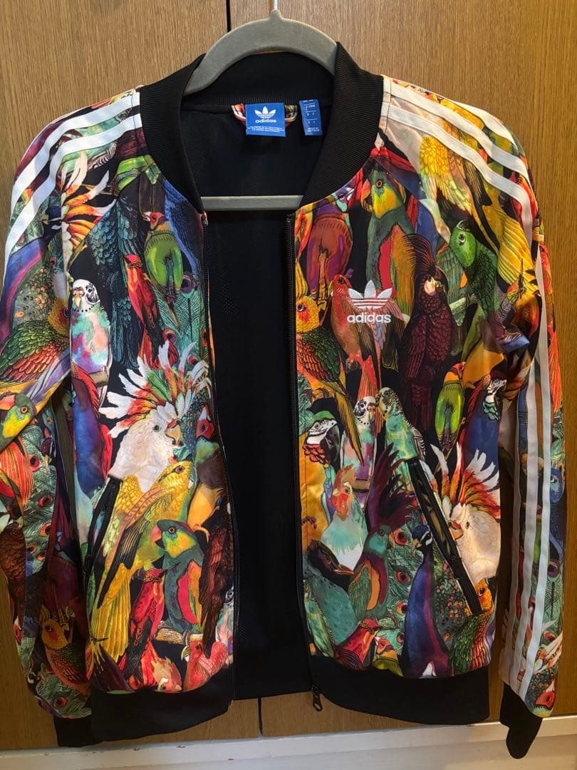極美品 adidas ジャージ トラックジャケット 鳥 総柄 Lサイズ