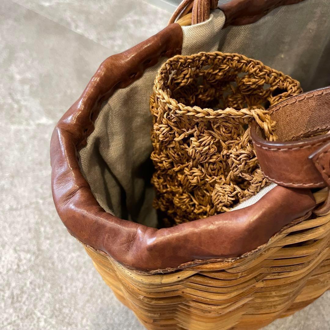 ★eb.a.gos エバゴス　かごバッグ　ハンドバッグ　リアルファー