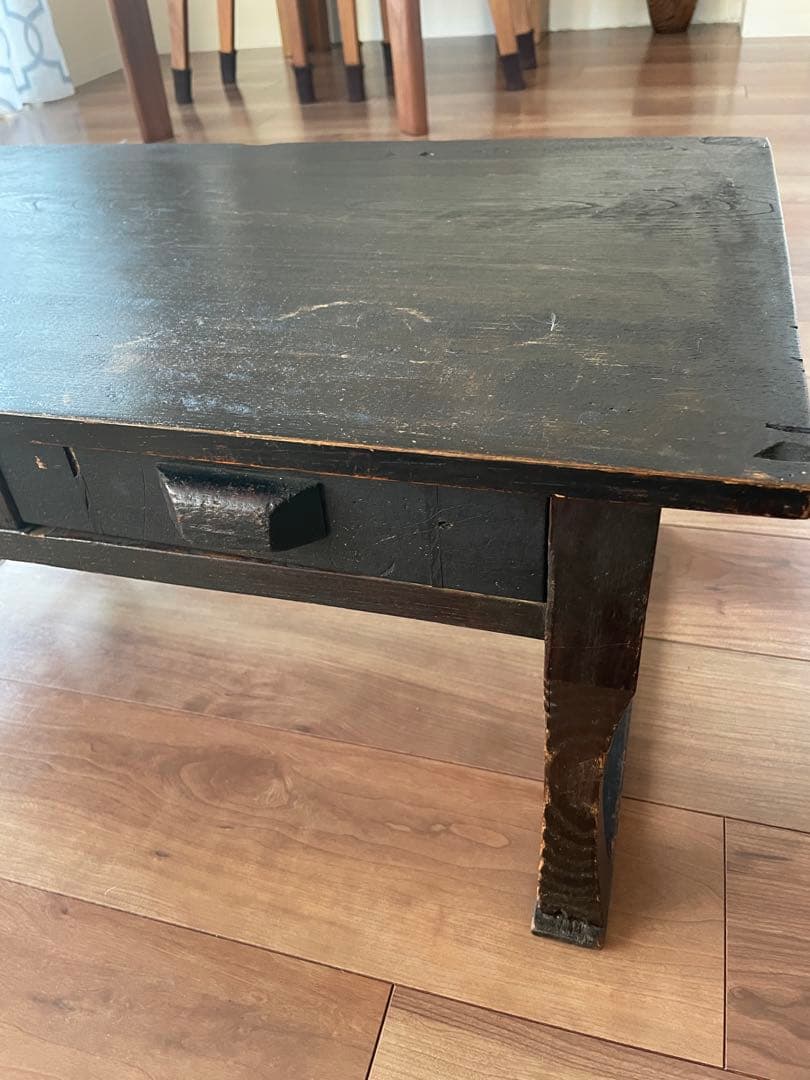 【昭和初期】和風文机 2つ引き出し付き ダークブラウン