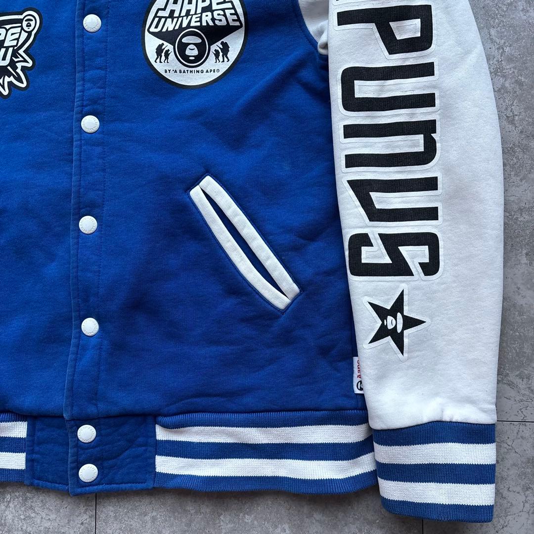 【希少】A BATHING APE スタジャン　スウェット　ブルー　M 裏起毛
