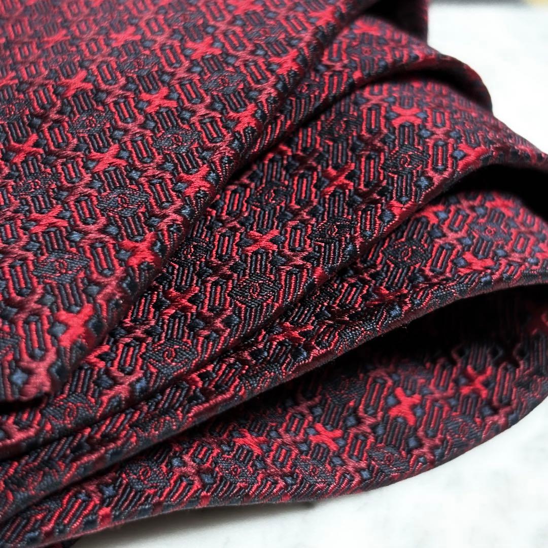 CHANEL ネクタイ ネイビー レッド ココマーク柄 パターン柄