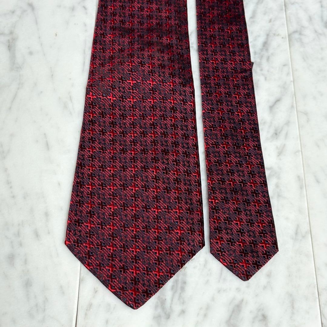 CHANEL ネクタイ ネイビー レッド ココマーク柄 パターン柄