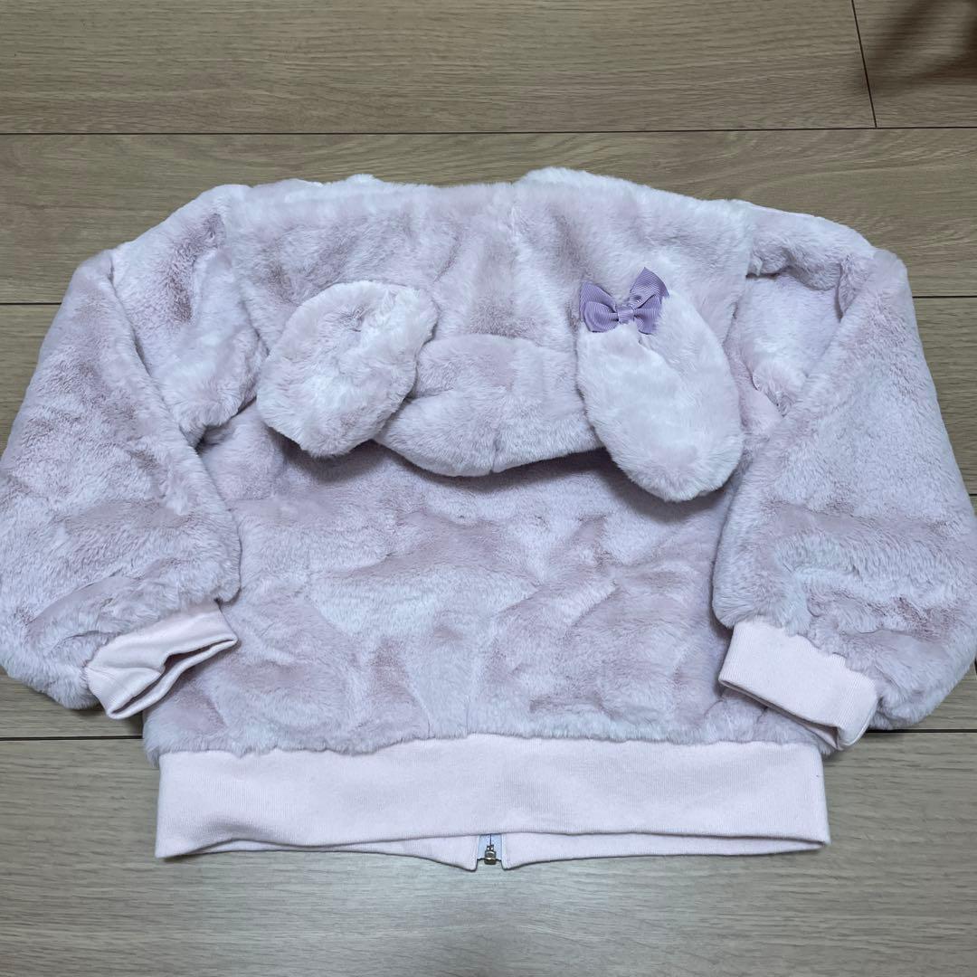 メゾピアノ　うさ耳　フェイクファー　ブルゾン　パーカー　ラベンダー