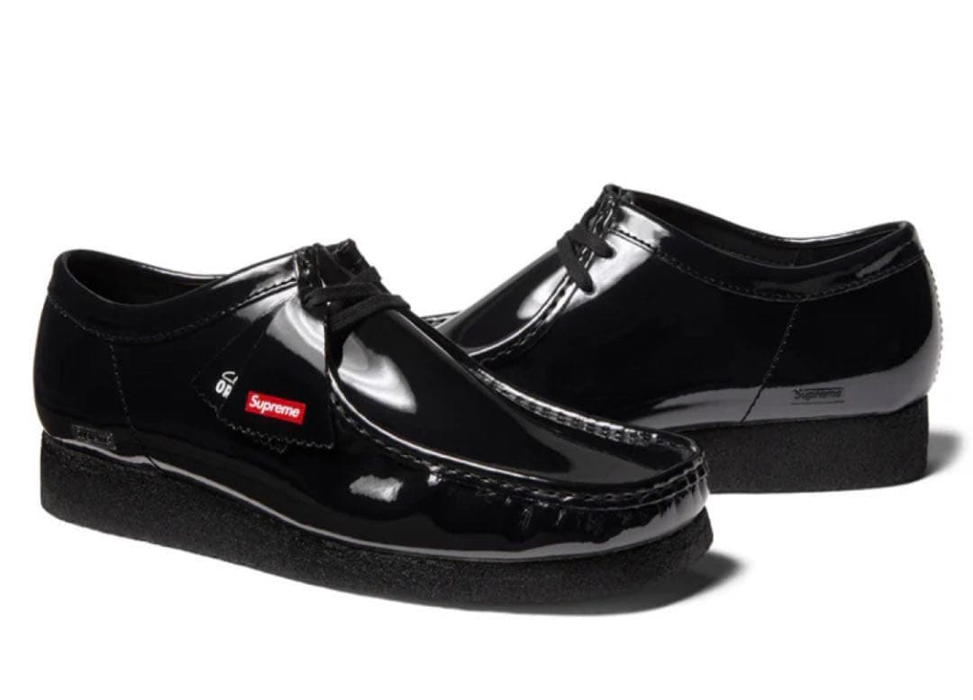 Supreme × Clarks patent leather wallabee