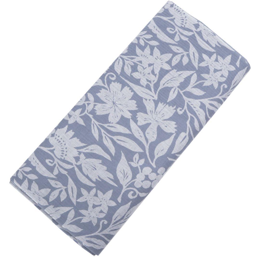 阿波しじら織り 抜染シリーズ グレー地 ぶどうと撫子