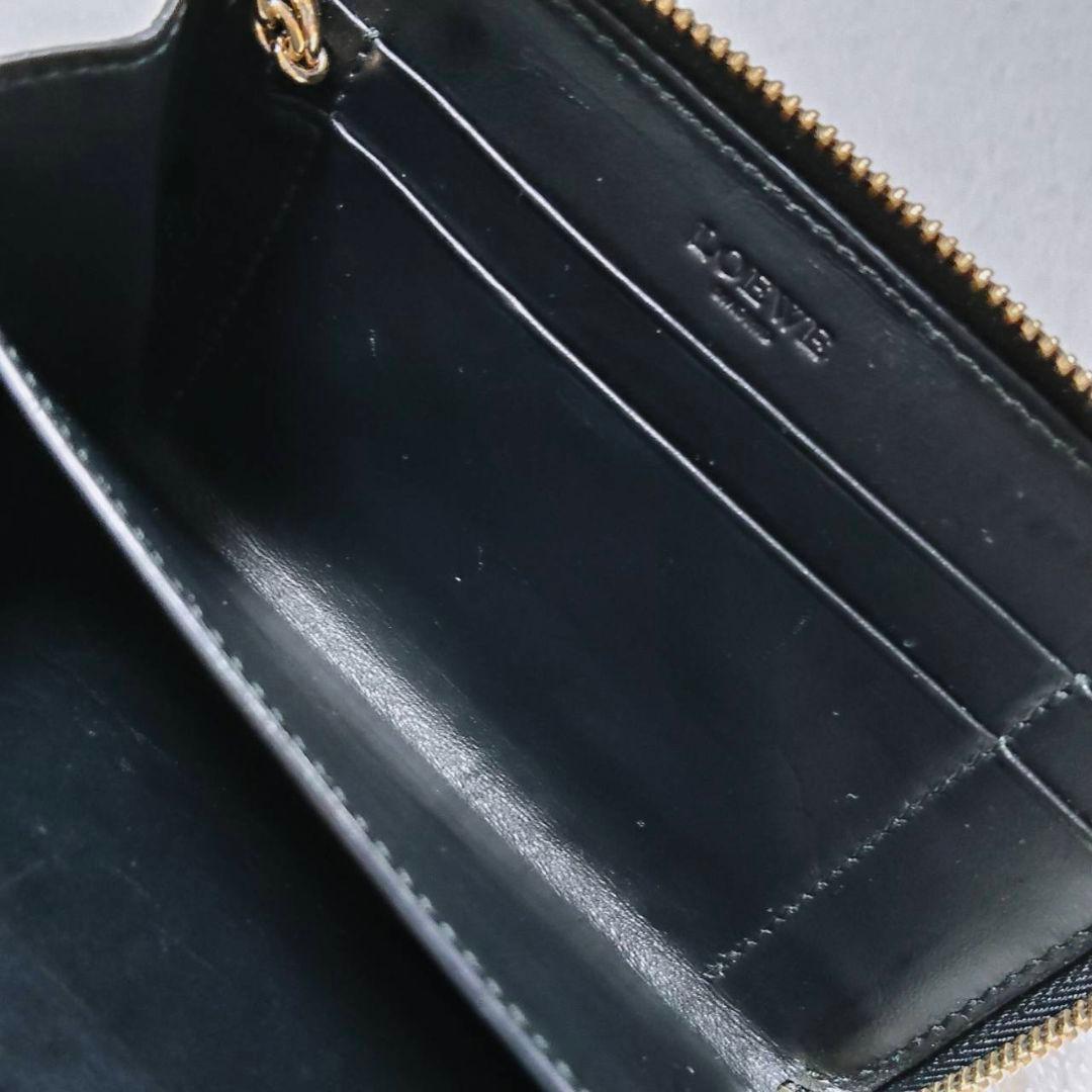 ロエベ リピートアナグラム L字財布 レザー ブラック 美品