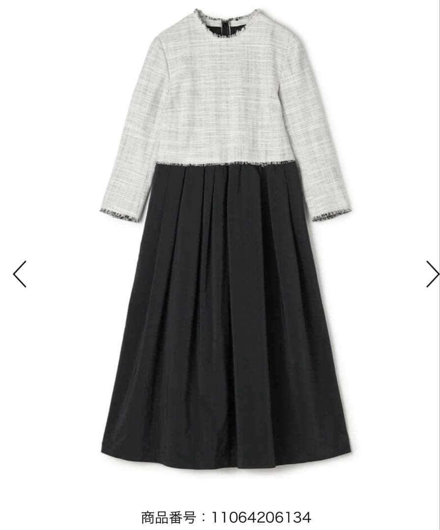 ボールジィ　ロングスラブツイード マテリアルコンビワンピース　36号　ホワイト