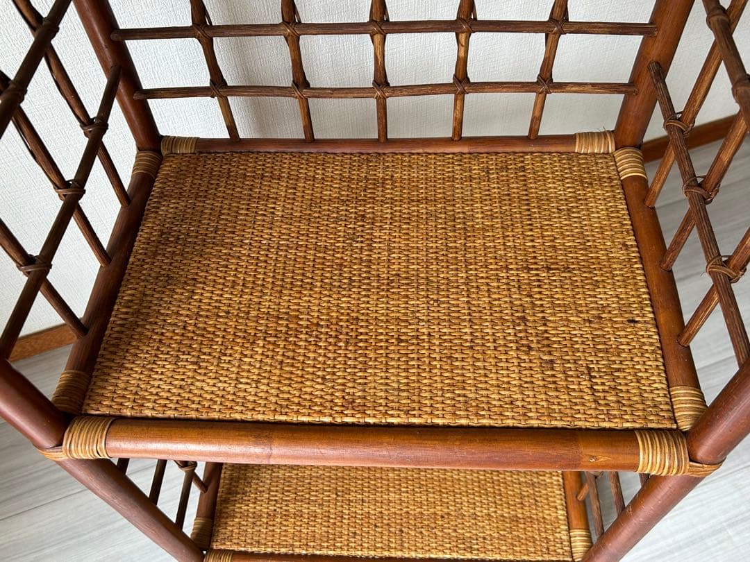 レトロ アーチ型　3段ラタンラック オープンシェルフ 本棚　飾り棚 ディスプレイ