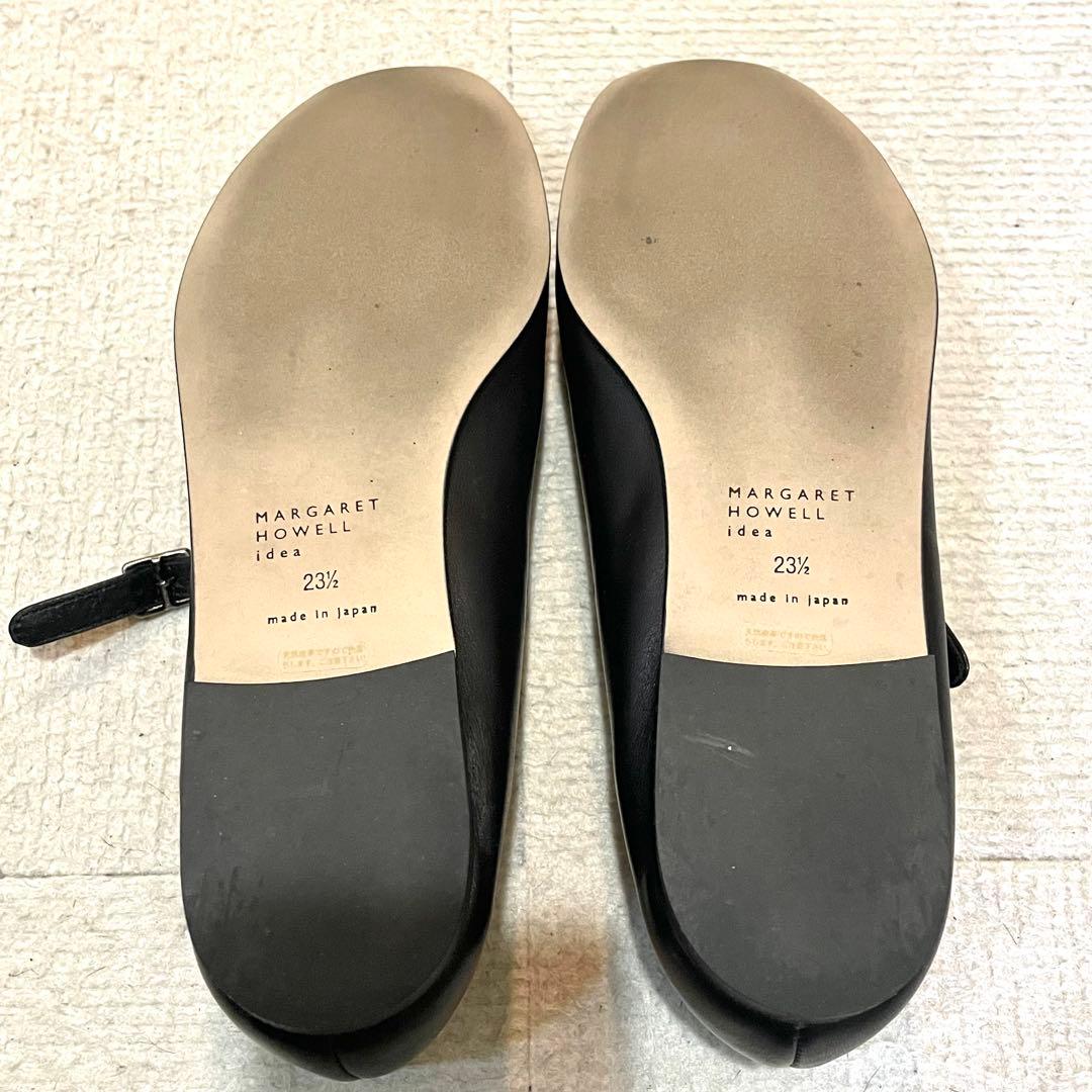 マーガレットハウエル ストラップ フラットシューズ メリージェーン 黒 23.5