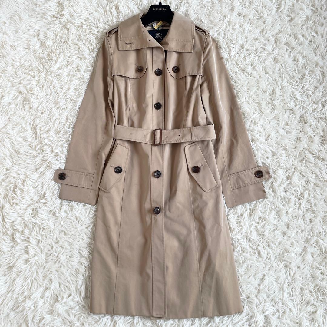 美品　バーバリーロンドン　シングル　トレンチコート　ノバチェック　ハニーベージュ