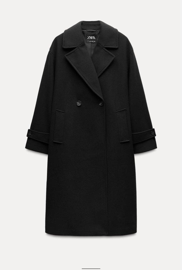 ZARA ソフトなオーバーサイズコート　黒 チェスターコート