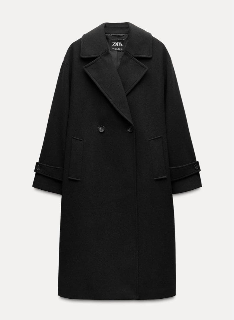 ZARA ソフトなオーバーサイズコート　黒 チェスターコート