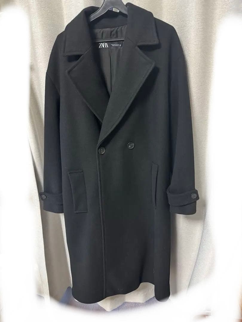 ZARA ソフトなオーバーサイズコート　黒 チェスターコート