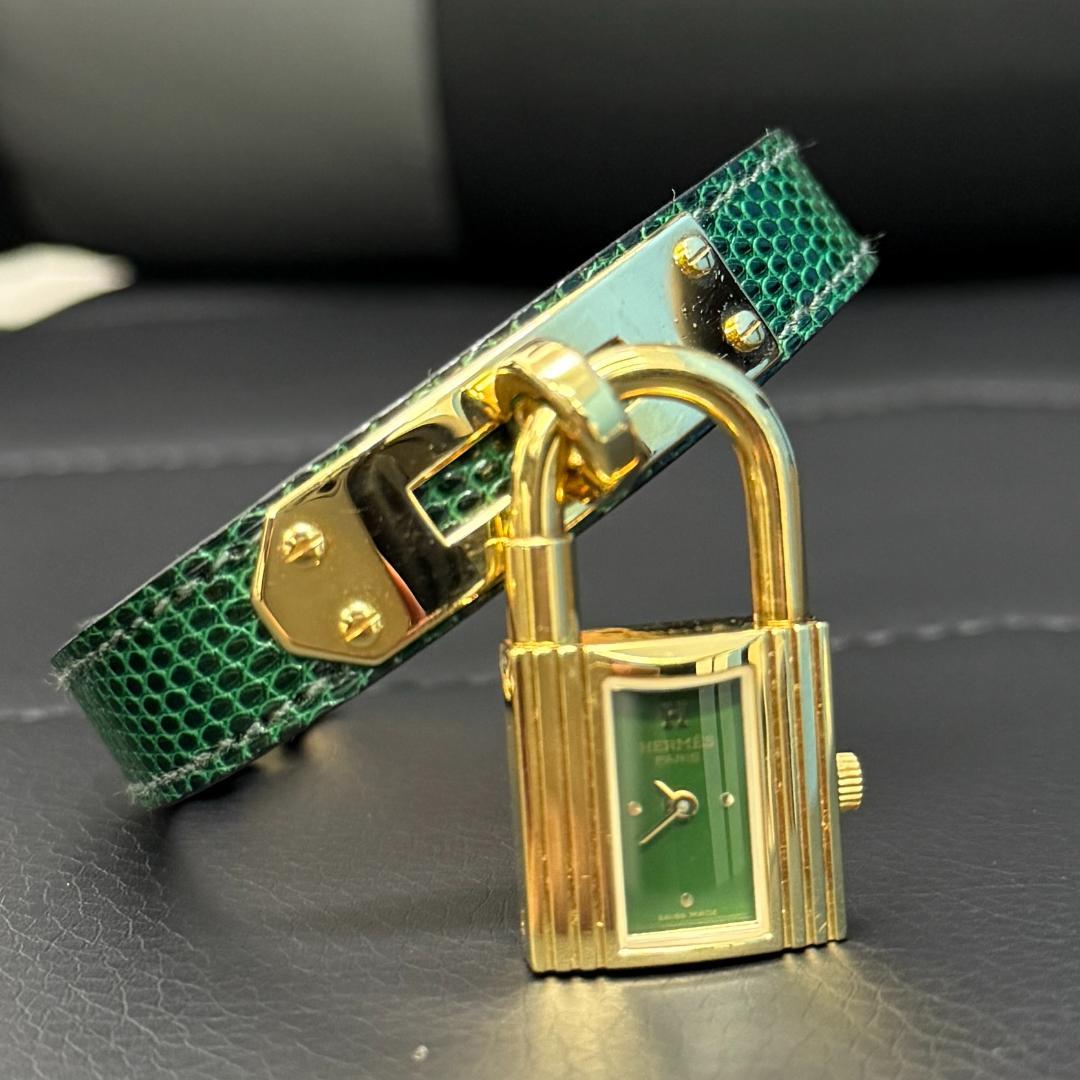 超美品 HERMES ケリーウォッチ クォーツリストウォッチ リザード