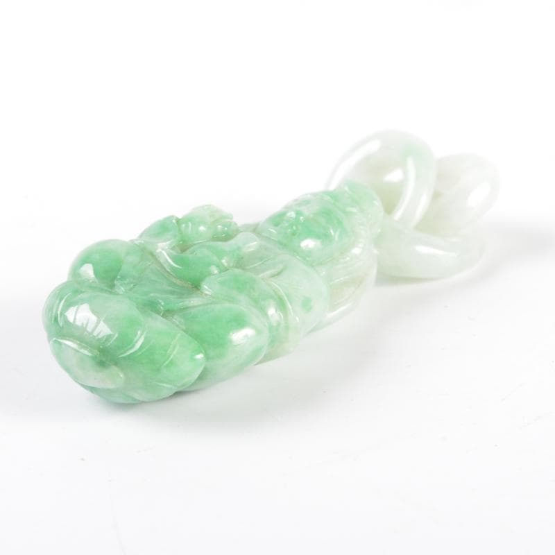 かぼちゃもち玉石翡翠玉彫刻　釈迦如来像　仏像　根付　鑑定書付　C　4642