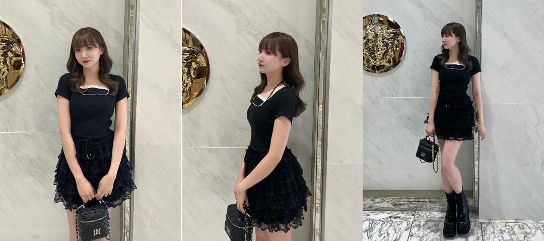 ダーリッチ darich ボリュームレースフレアミニスカート BLK FREE