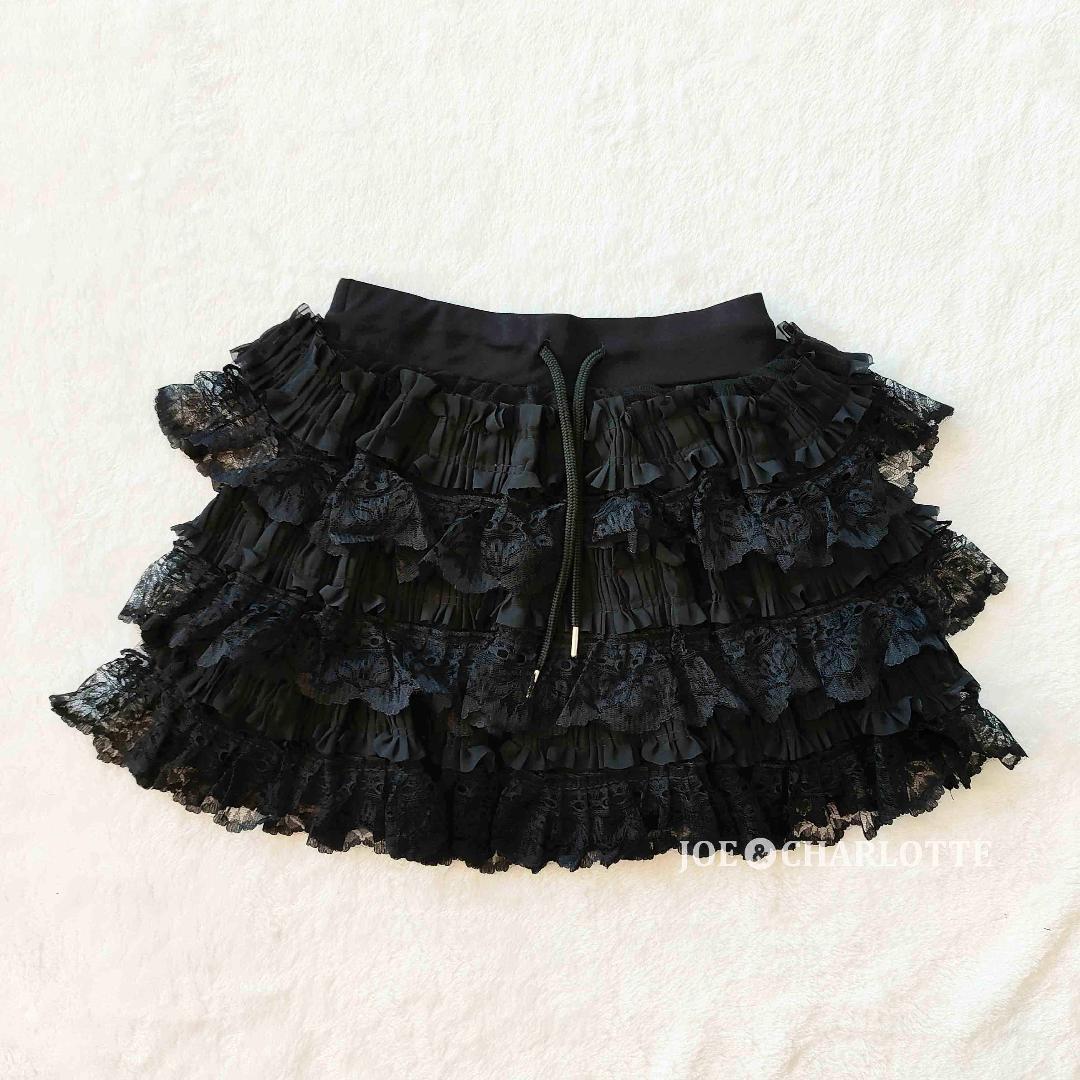 ダーリッチ darich ボリュームレースフレアミニスカート BLK FREE
