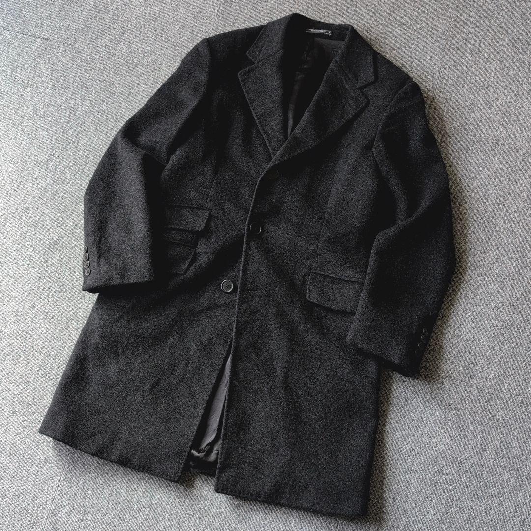 イタリア製 チェスターコート ウール カシミヤ ミドル丈 ブラック 古着