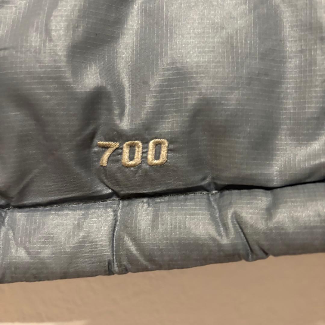 ノースフェイス ダウンベスト ヌプシ メンズ M グレー 刺繍ロゴ 700フィル