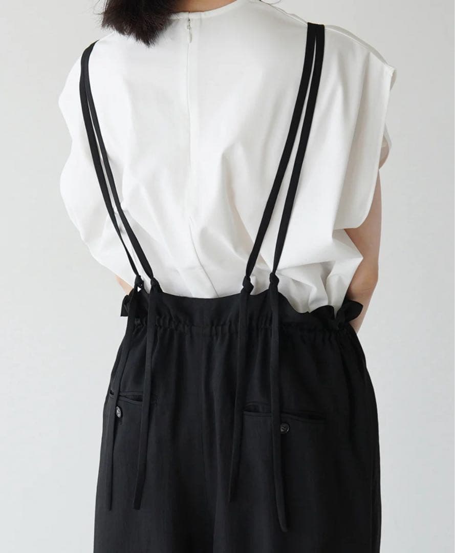 ＜SACRA＞アセテートツイル オールインワン　ブラック　サロペット