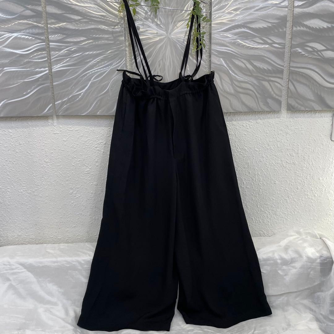 ＜SACRA＞アセテートツイル オールインワン　ブラック　サロペット