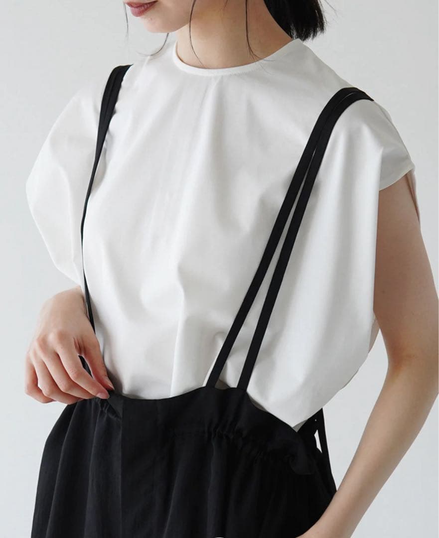 ＜SACRA＞アセテートツイル オールインワン　ブラック　サロペット