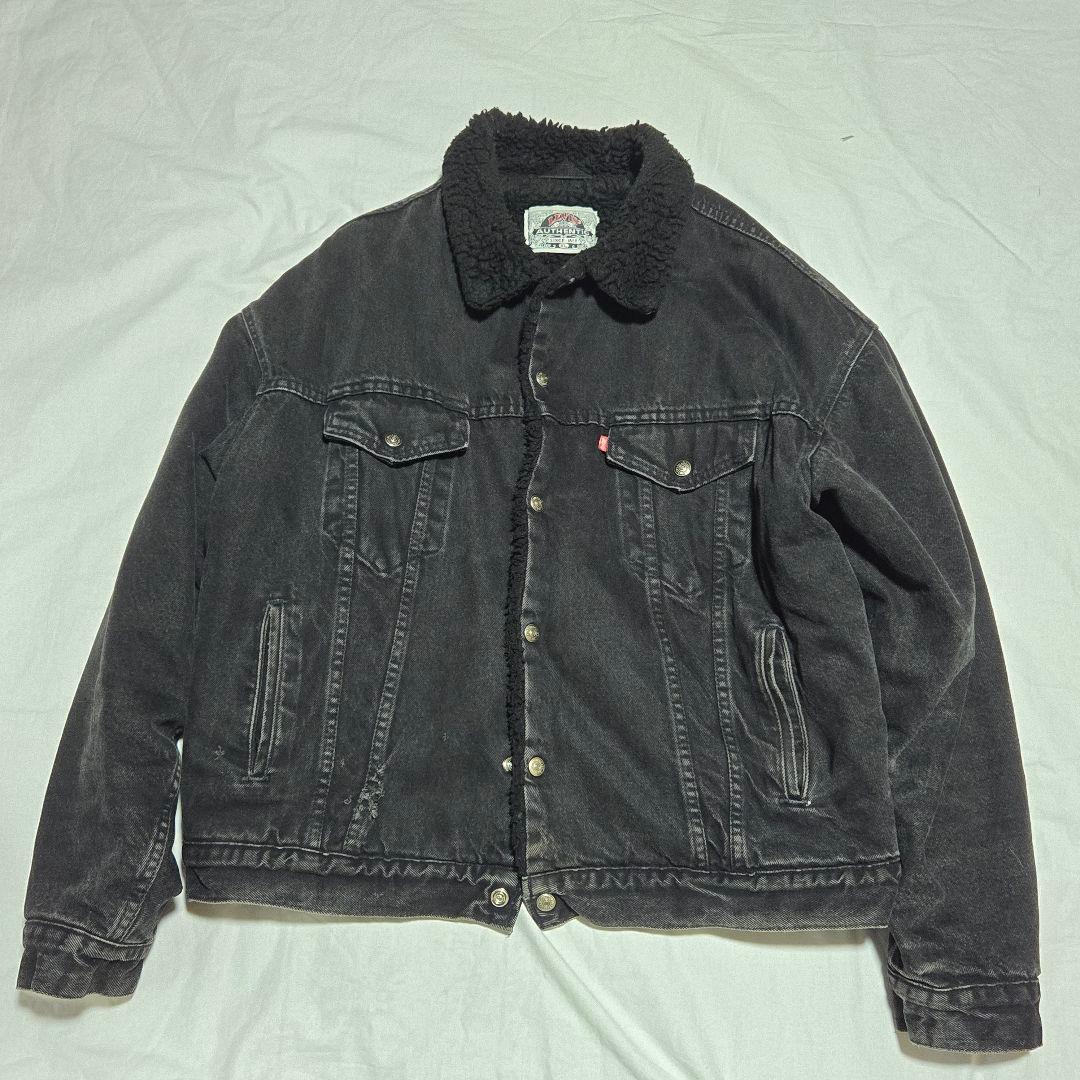 こ*ー様 リーバイス　levis ブラック　ボア　デニムジャケット 黒×黒　90