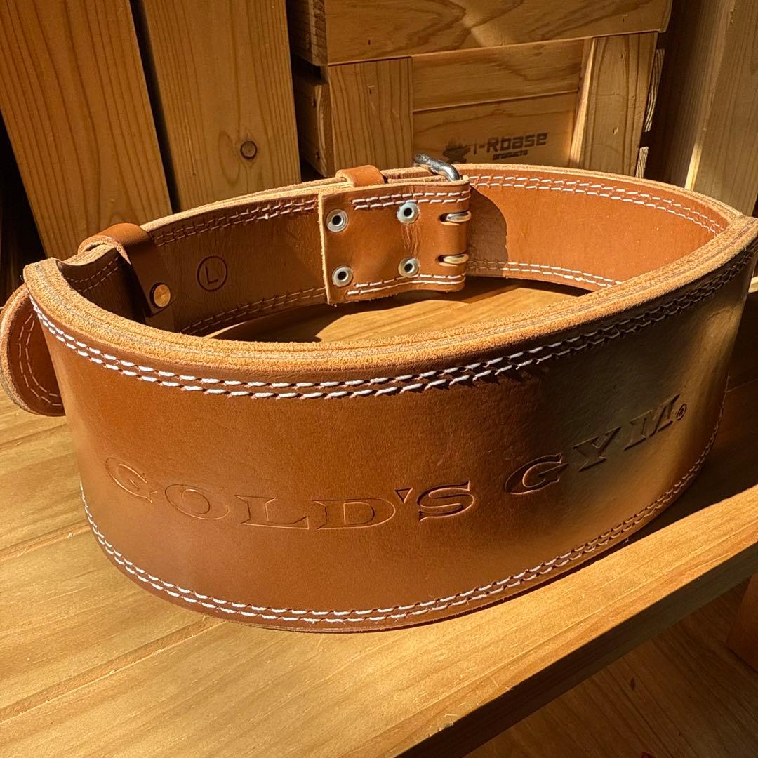 【グローブおまけ】GOLD'S GYM レザーパワーベルト Lサイズ