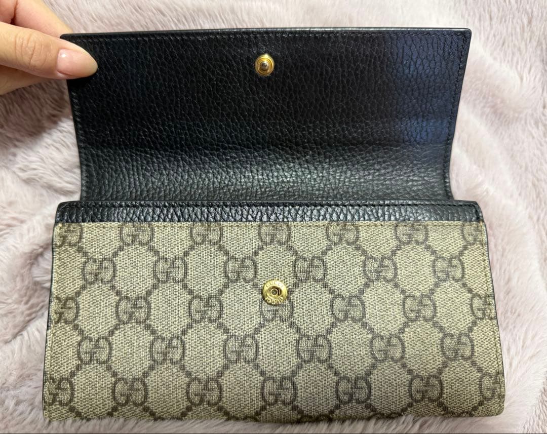 Gucci GGロゴ 長財布 黒/ベージュ