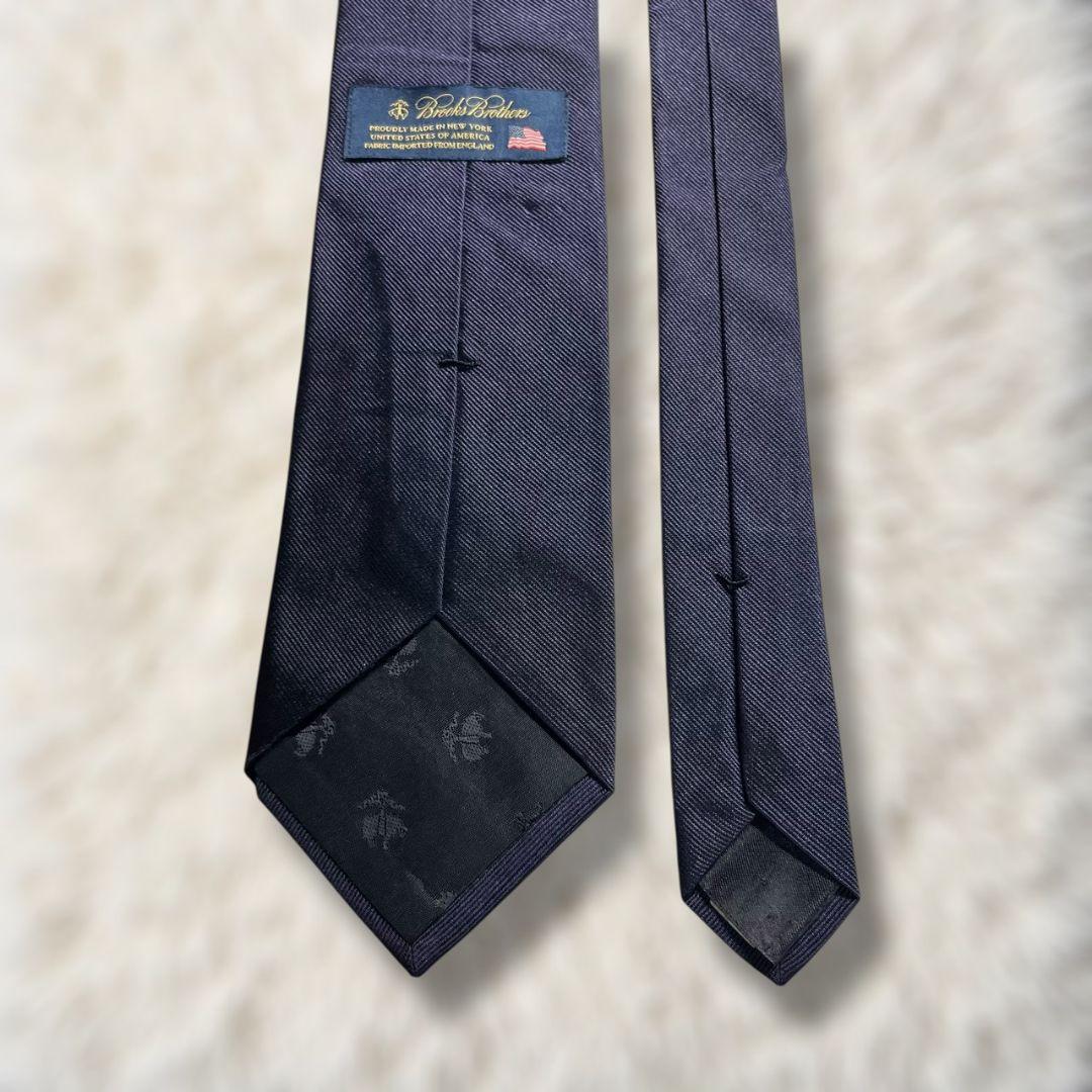 【未使用級✨】現行 USA製 ブルックスブラザーズ ソリッドタイ 濃紺 レップ織