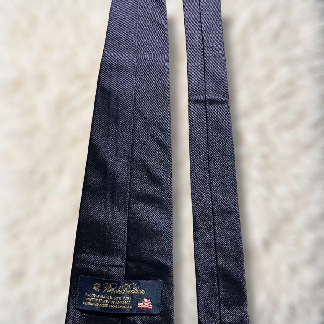 【未使用級✨】現行 USA製 ブルックスブラザーズ ソリッドタイ 濃紺 レップ織