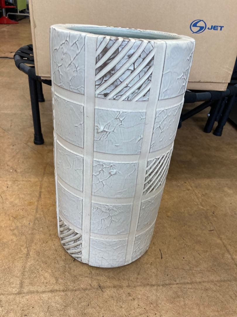 傘立て 陶器 信楽焼 格子模様傘立て kt-0340