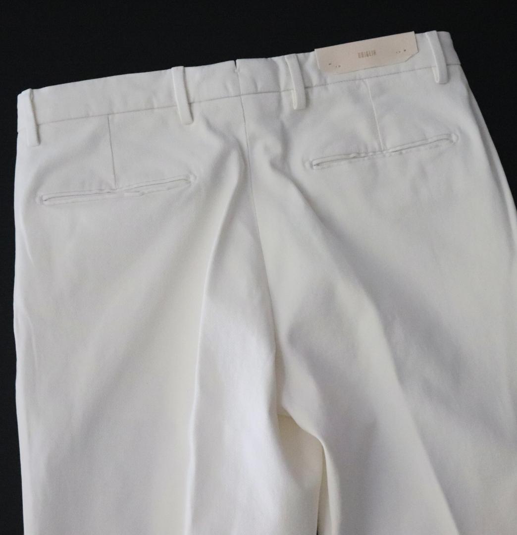 新品【ブリリア 1949】 秋冬コットンツイル ノープリーツパンツ 白 48