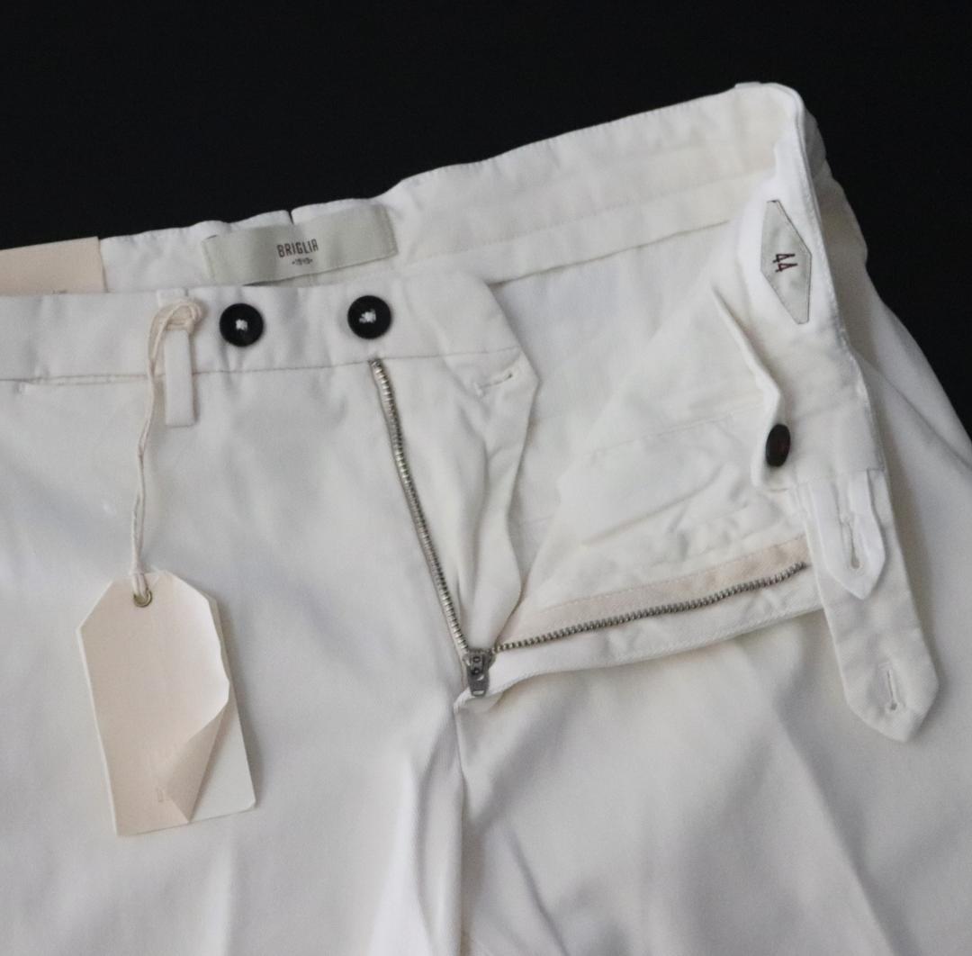 新品【ブリリア 1949】 秋冬コットンツイル ノープリーツパンツ 白 48