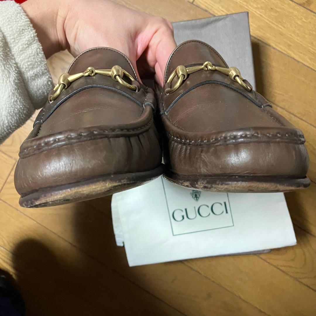 【美品】GUCCI ブラウンレザー ローファー　靴　42E ホースビット