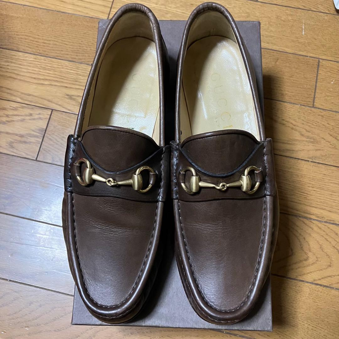 【美品】GUCCI ブラウンレザー ローファー　靴　42E ホースビット