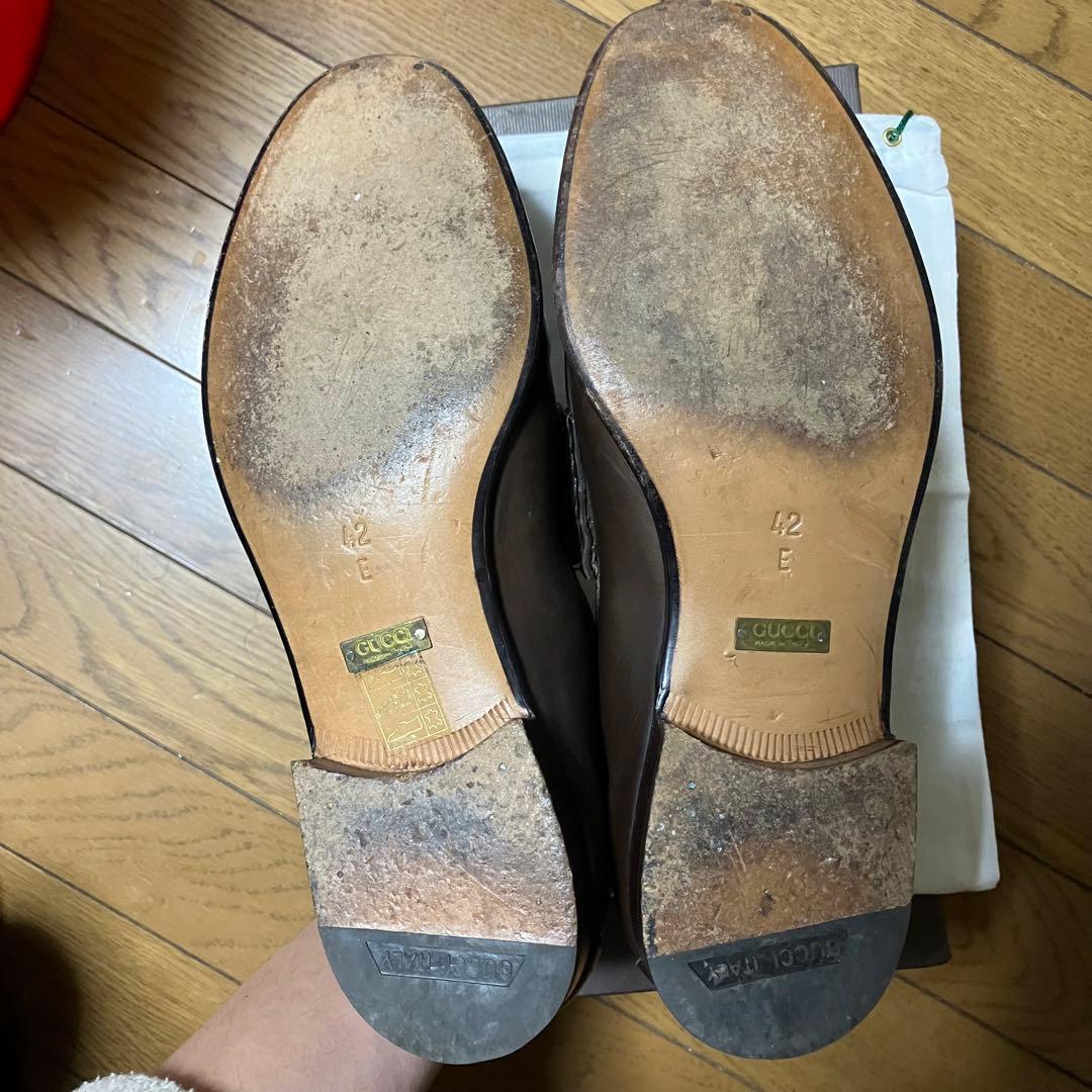 【美品】GUCCI ブラウンレザー ローファー　靴　42E ホースビット