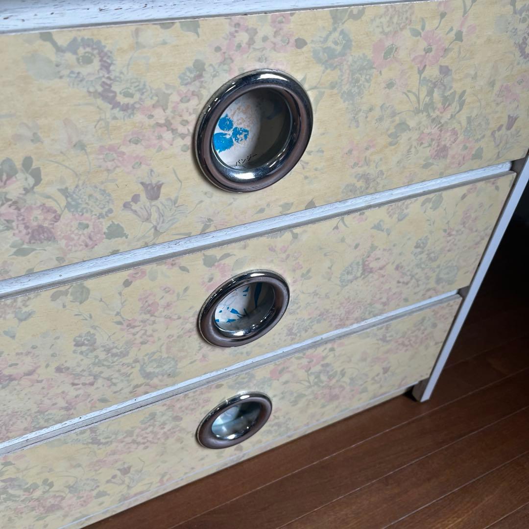 【アンティーク】昭和レトロ 花柄 引出し 6段 タンス チェスト 古民家 古家具