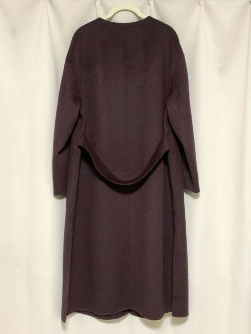 紬 ウール リバー ノーカラー コート