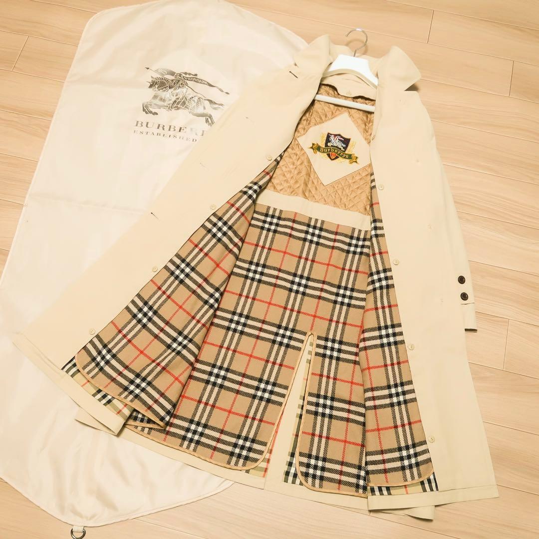 美品 ビンテージ BURBERRY ステンカラーコート 襟チェック バーバリー