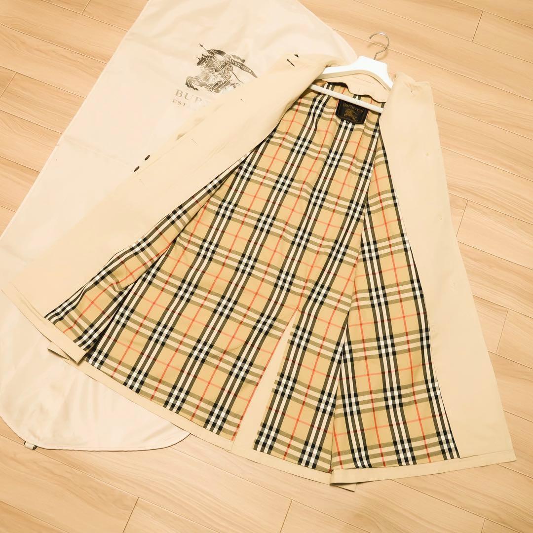美品 ビンテージ BURBERRY ステンカラーコート 襟チェック バーバリー