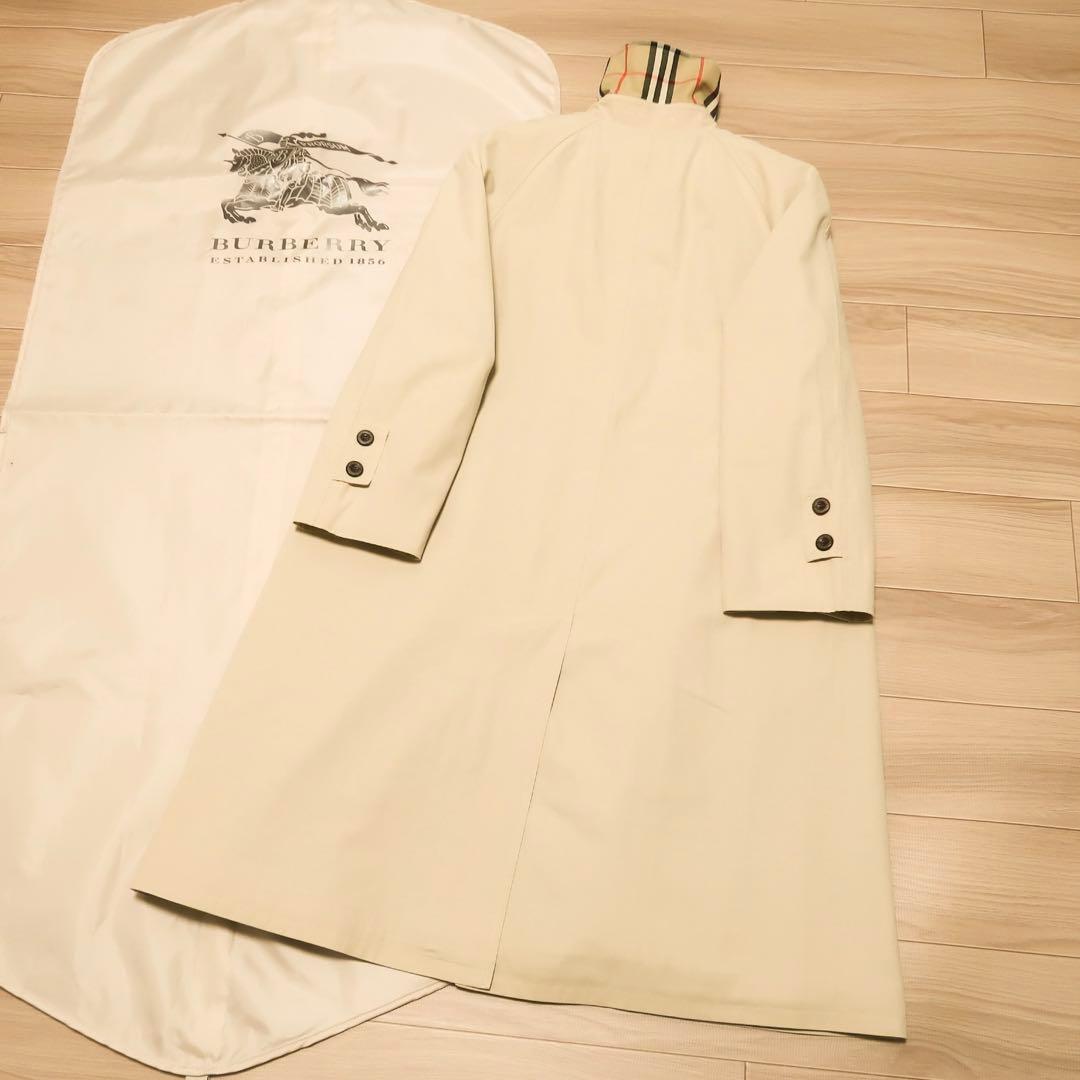 美品 ビンテージ BURBERRY ステンカラーコート 襟チェック バーバリー