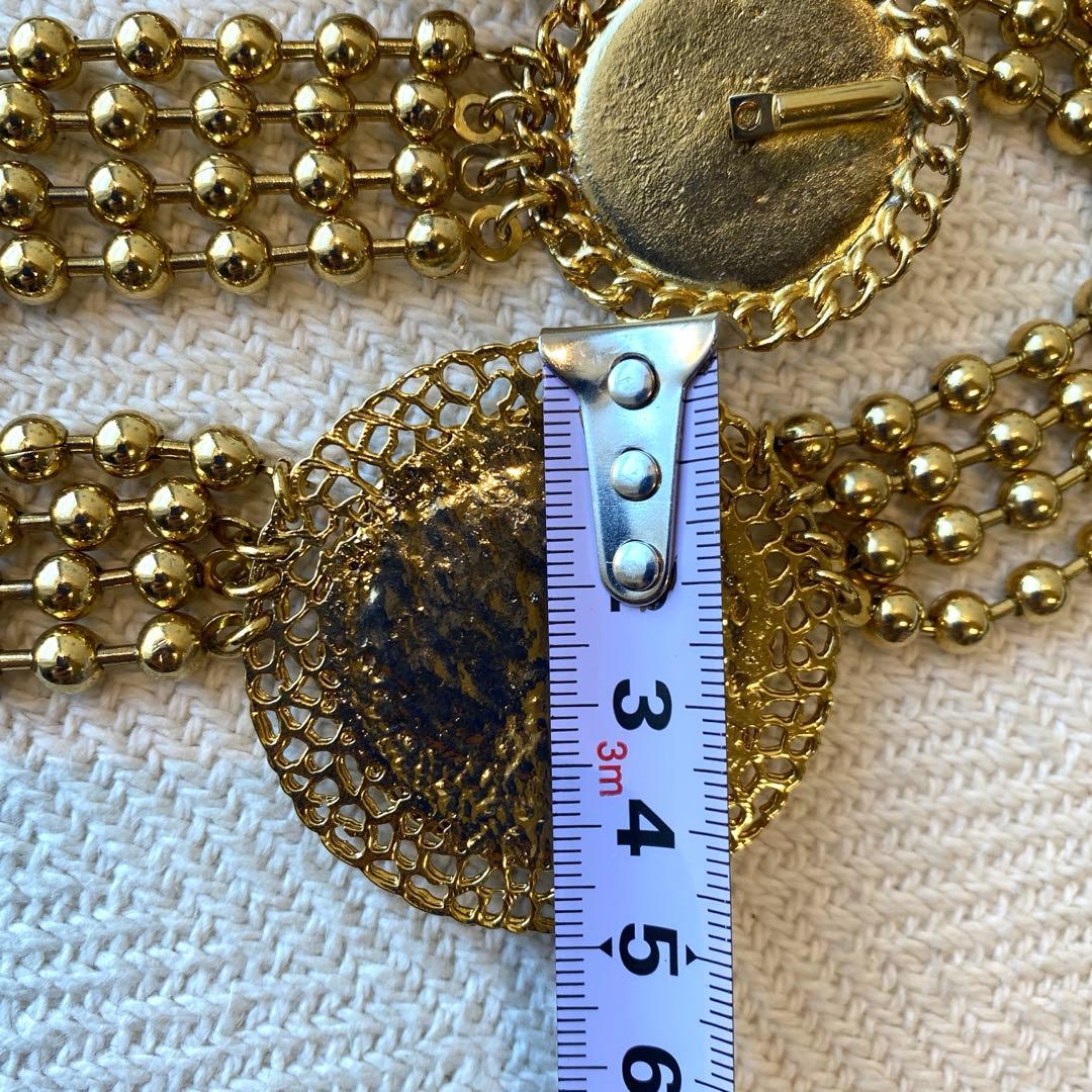 80s vintage オリエンタル ピンク 3連ボールチェーンアラビックベルト